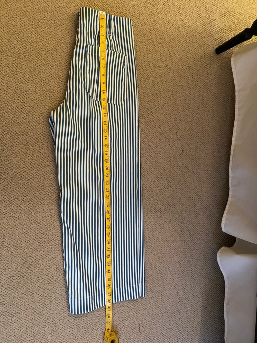 Maeve Anthropologie Blue and White Striped Cropped Wide-Leg Pants 30 Colette - Picture 13 of 16